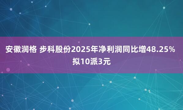 安徽润格 步科股份2025年净利润同比增48.25% 拟10派3元